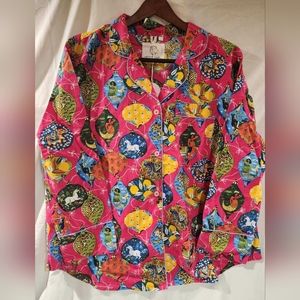 NWT Anthropologie Printfresh Deck The Halls PJ top